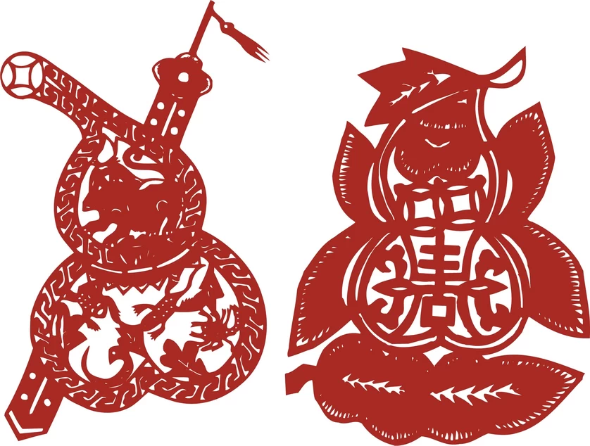 中国风中式传统喜庆民俗人物动物窗花剪纸插画边框AI矢量PNG素材【1309】